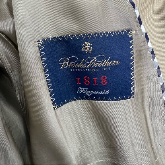Brooks Brothers 1818 Fitzgerald Khaki Cotton Sport Coat Blazer Size 42 - Picture 6 of 7